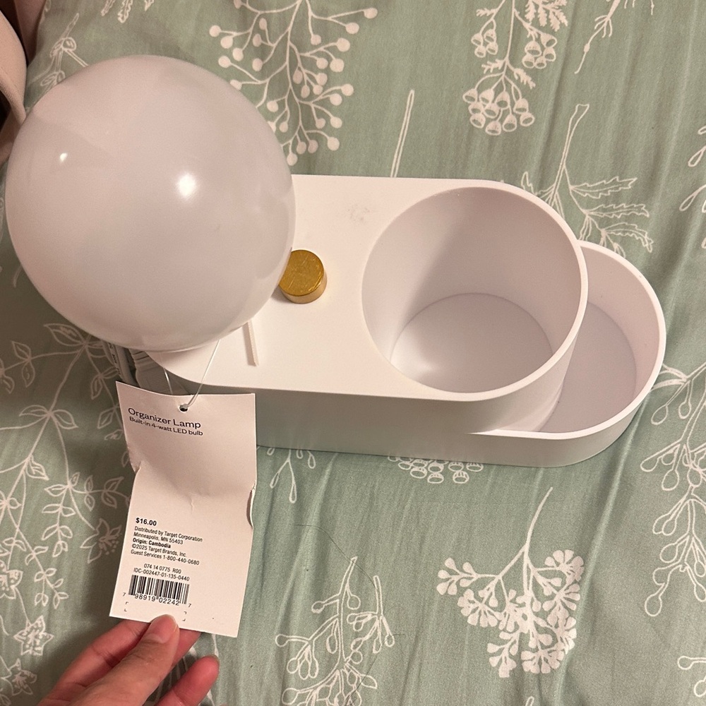 White Organizer Lamp with LED Light